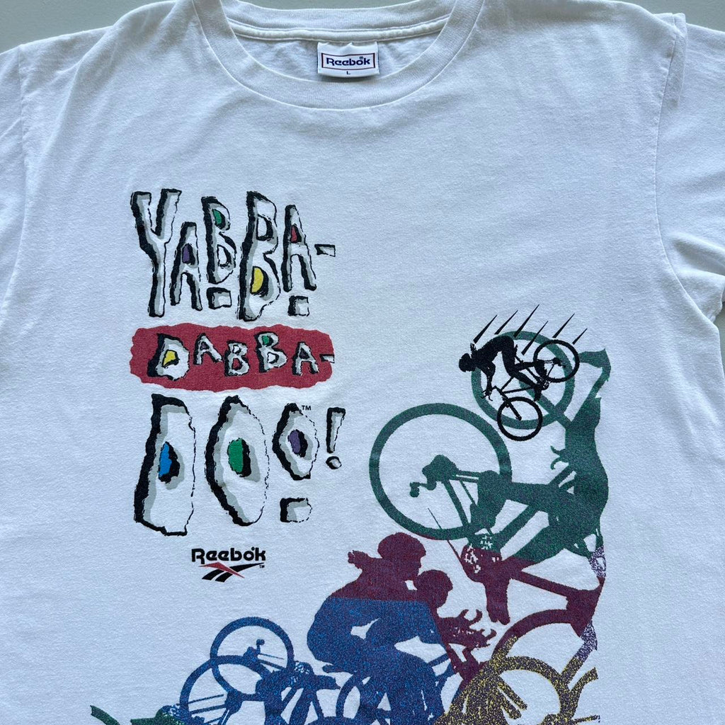 White Reebok The Flintstones Cycling Vintage 90s Rare T-shirt - XL