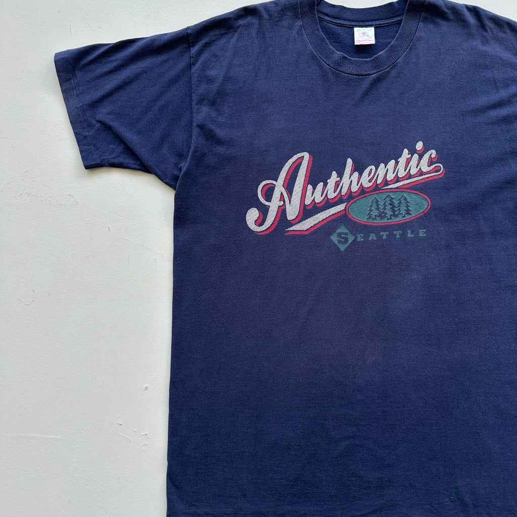Navy Seattle Tourist Vintage 90's T-shirt - XL