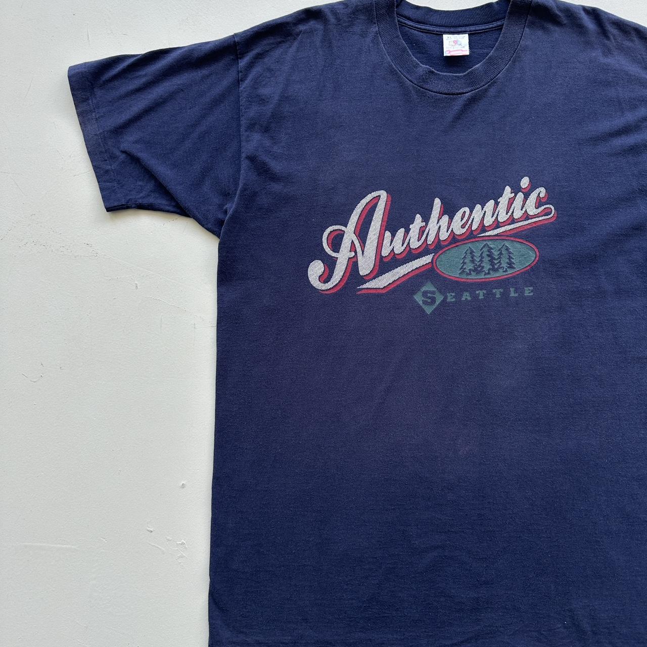 Navy Seattle Tourist Vintage 90's T-shirt - XL
