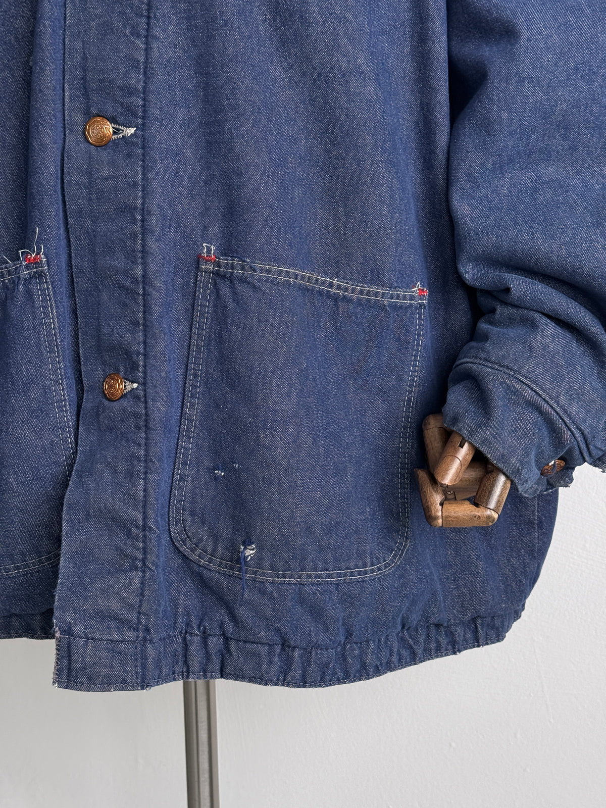 Blue Flannel Lined Denim 70's Vintage Chore Jacket - 2XL