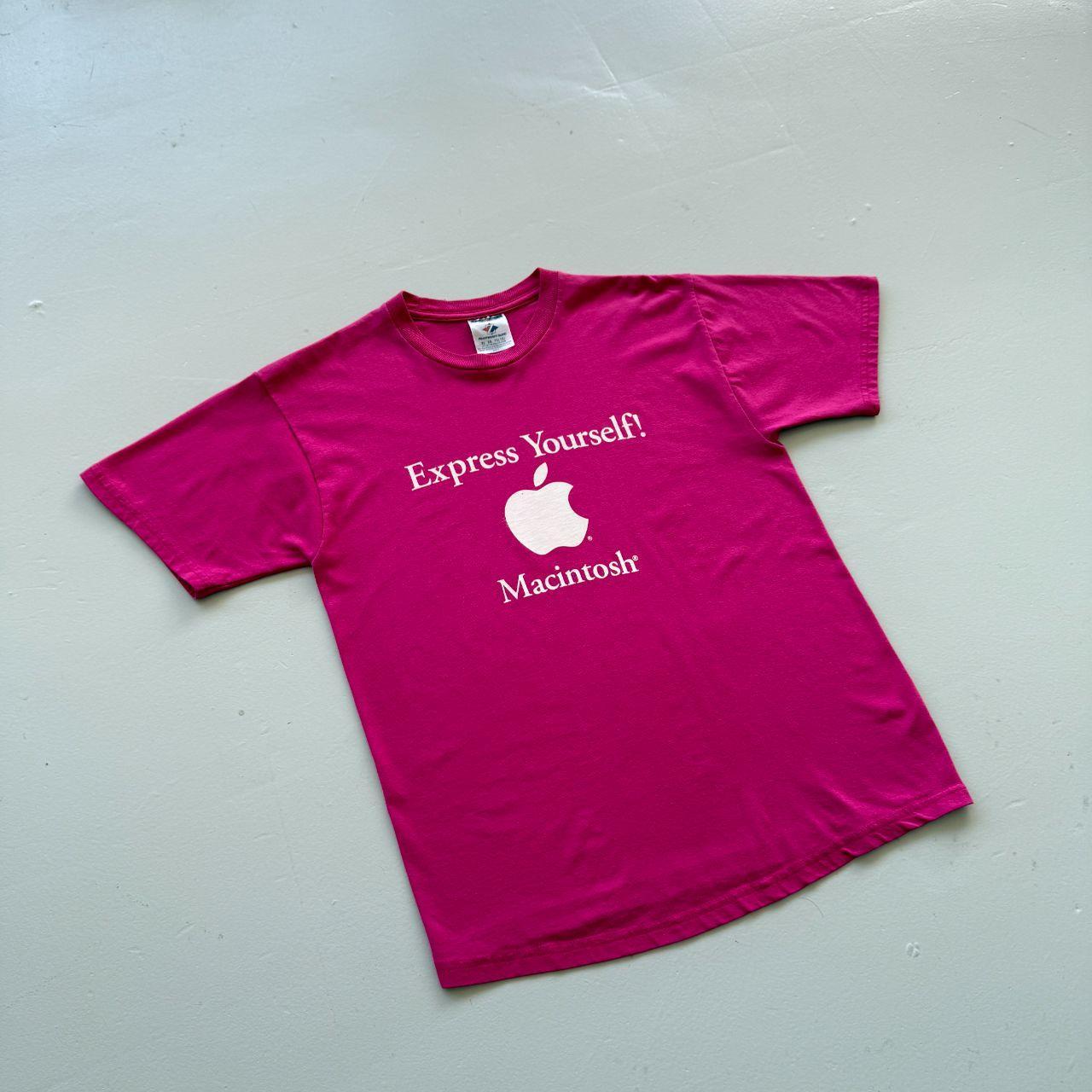 Pink Apple Computer 00s Vintage Macintosh Graphic T-Shirt - Small