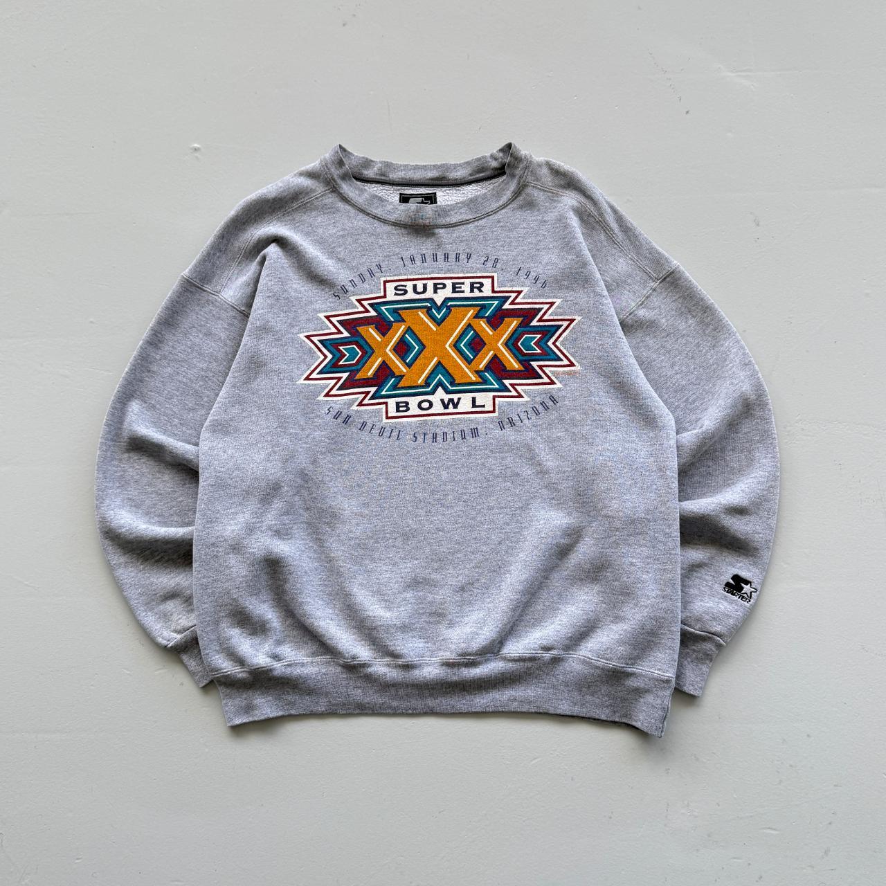 Grey NFL Super Bowl 1996 Graphic Vintage 90s Sweatshirt - Large