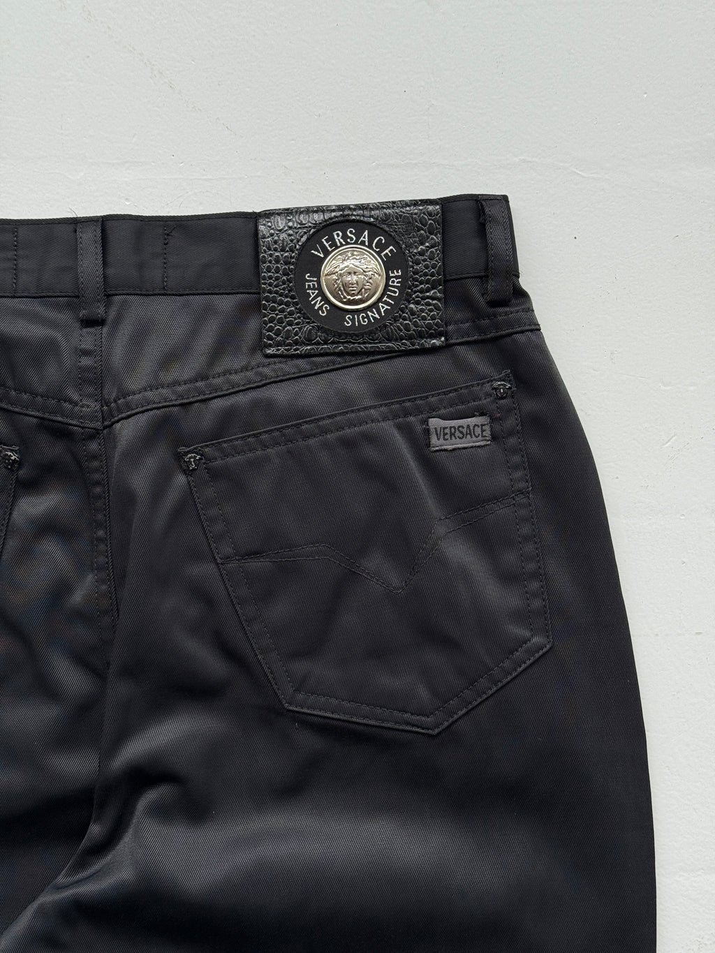 Black Versace Y2K Vintage Low Rise Trousers - W29 x L29