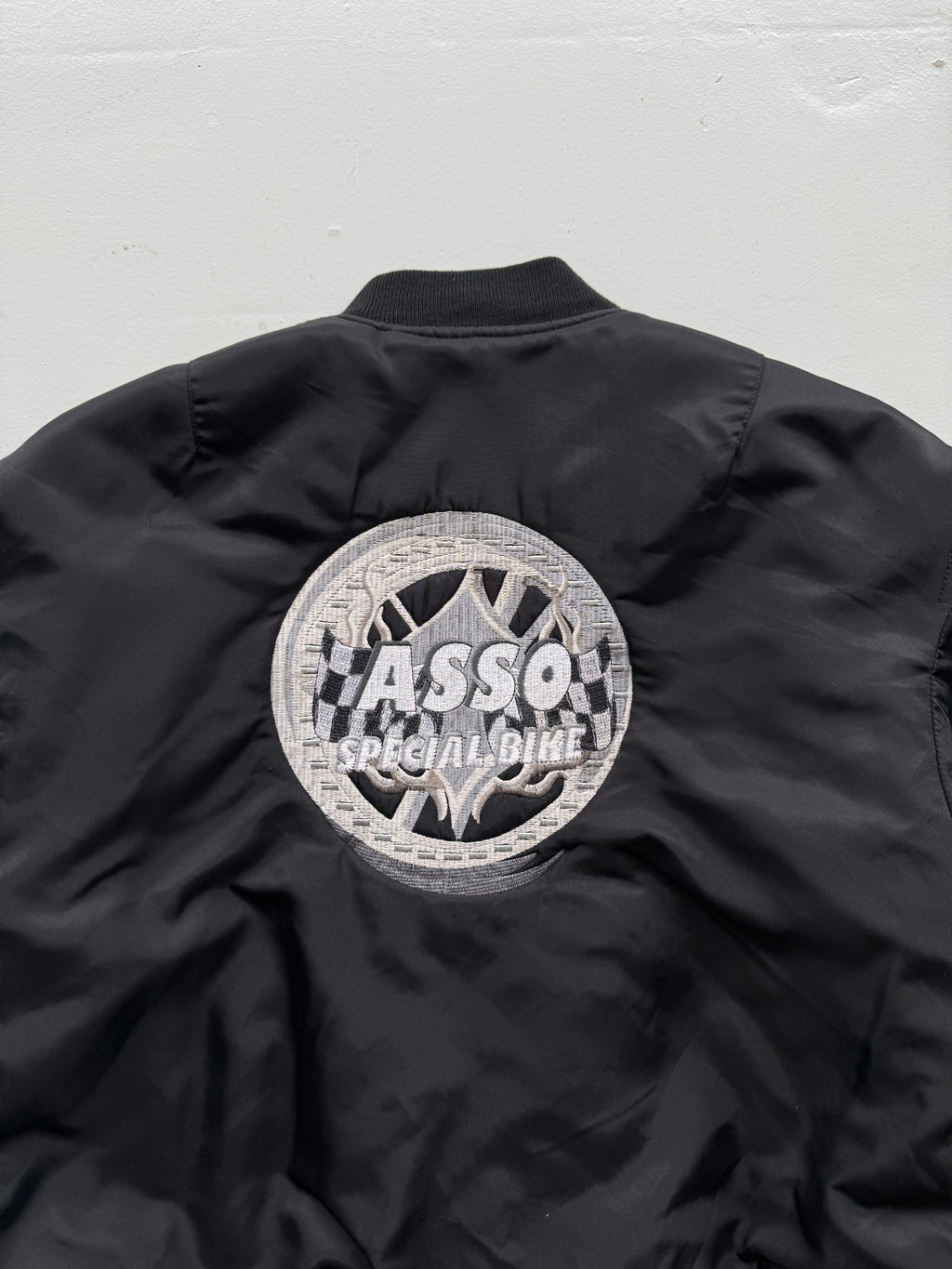 Black Asso Biker 90's Vintage Bomber Jacket - Small