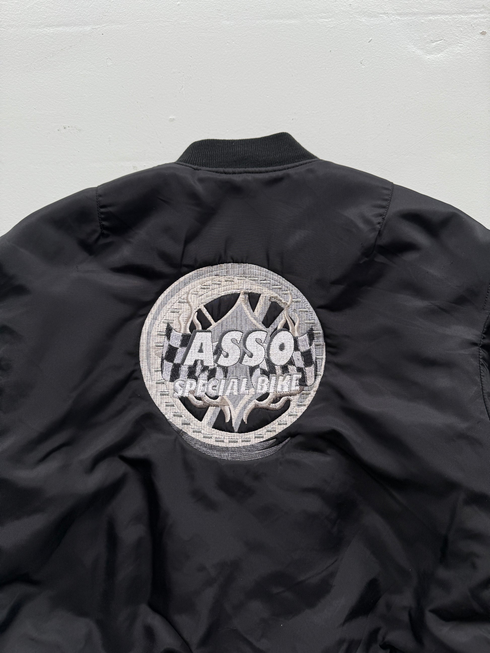 Black Asso Biker 90's Vintage Bomber Jacket - Small
