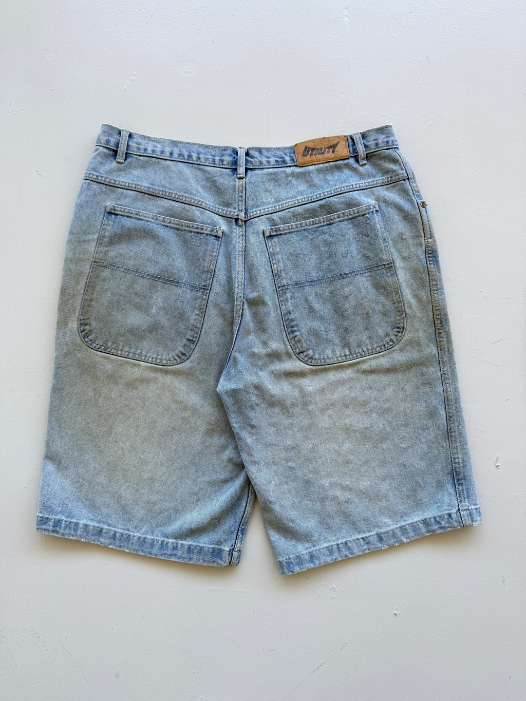 Blue Utility 90's Vintage Baggy Thrashed Denim Shorts - W38 x L12