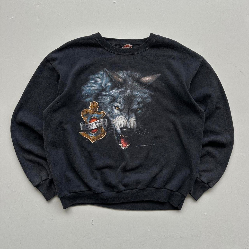 Black Harley Davidson 3D Emblem Rare 90’s Vintage Sweatshirt - Large