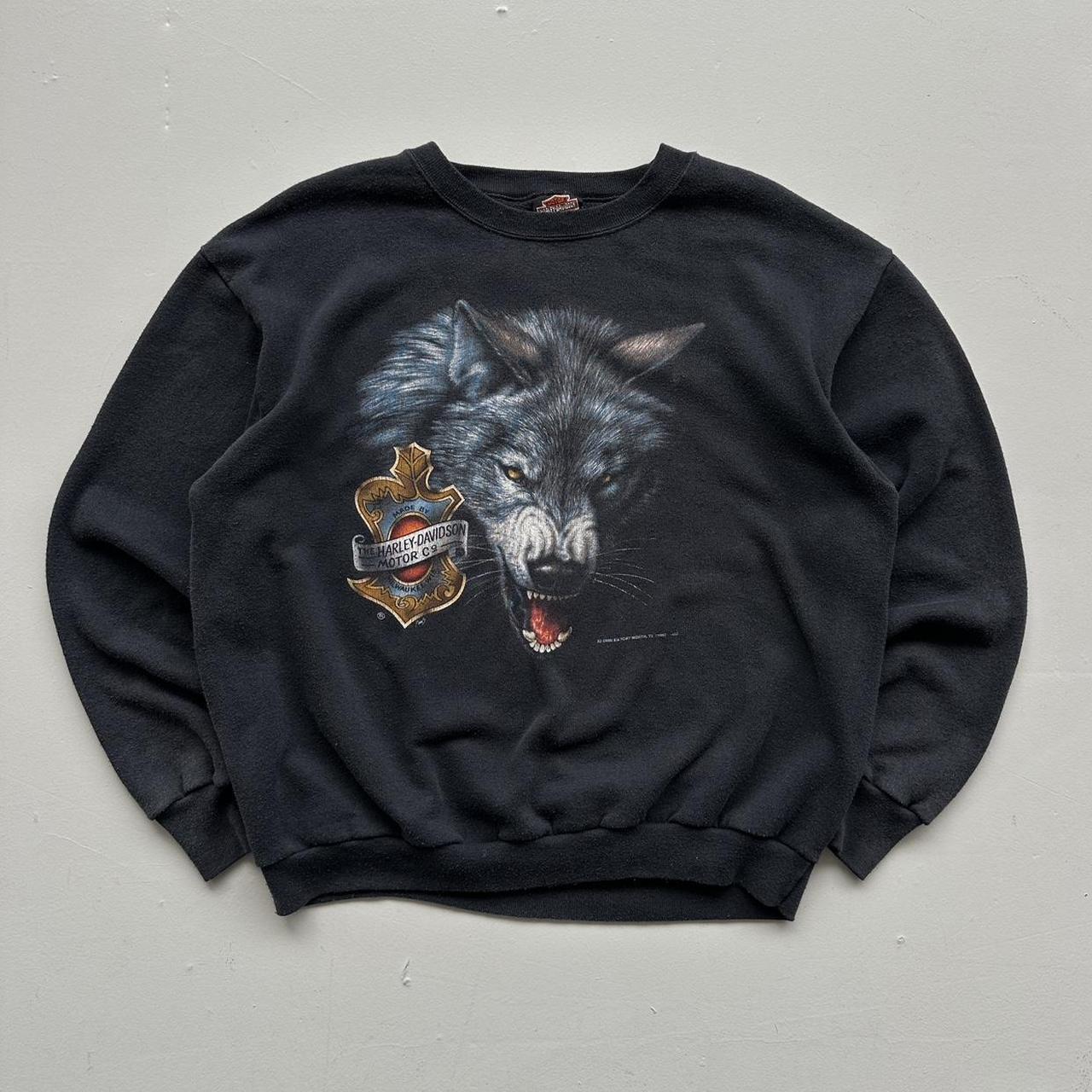 Black Harley Davidson 3D Emblem Rare 90’s Vintage Sweatshirt - Large