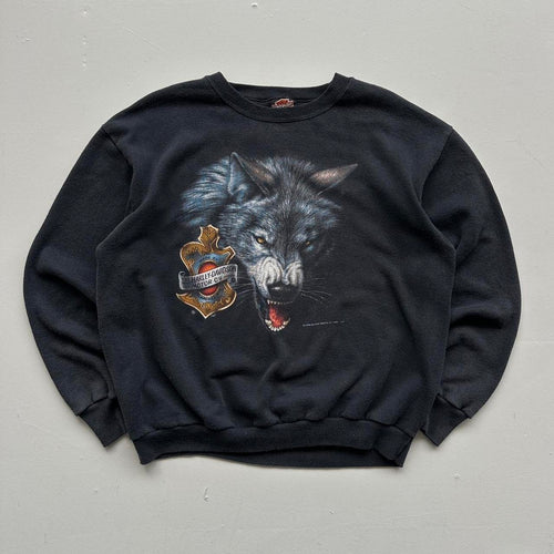 Black Harley Davidson 3D Emblem Rare 90’s Vintage Sweatshirt - Large