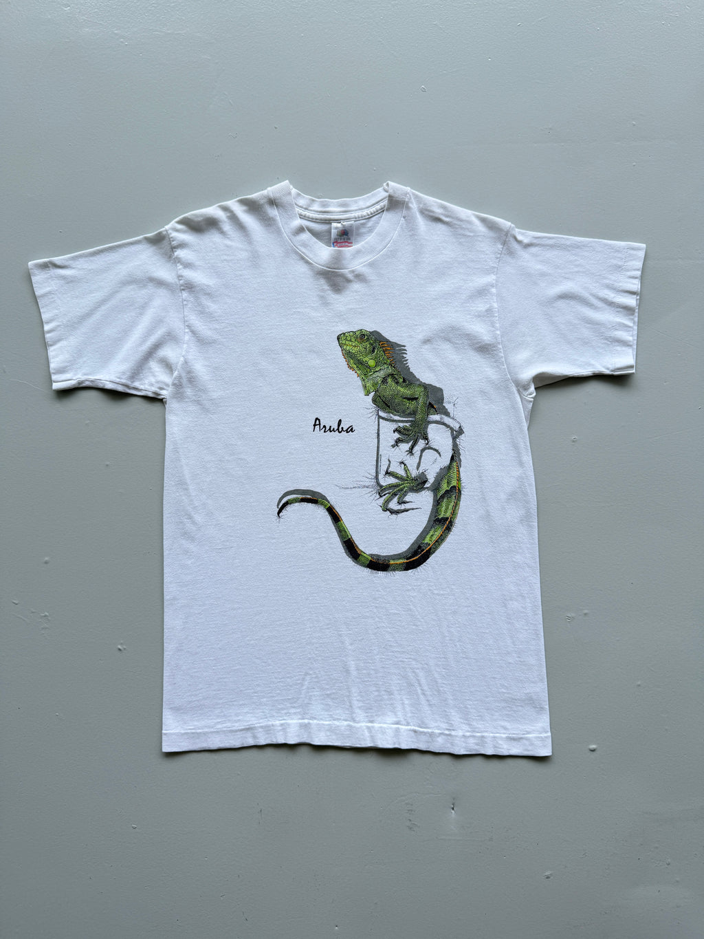 White Aruba 90's Vintage Single Stitch Tourist Graphic T-Shirt - Small