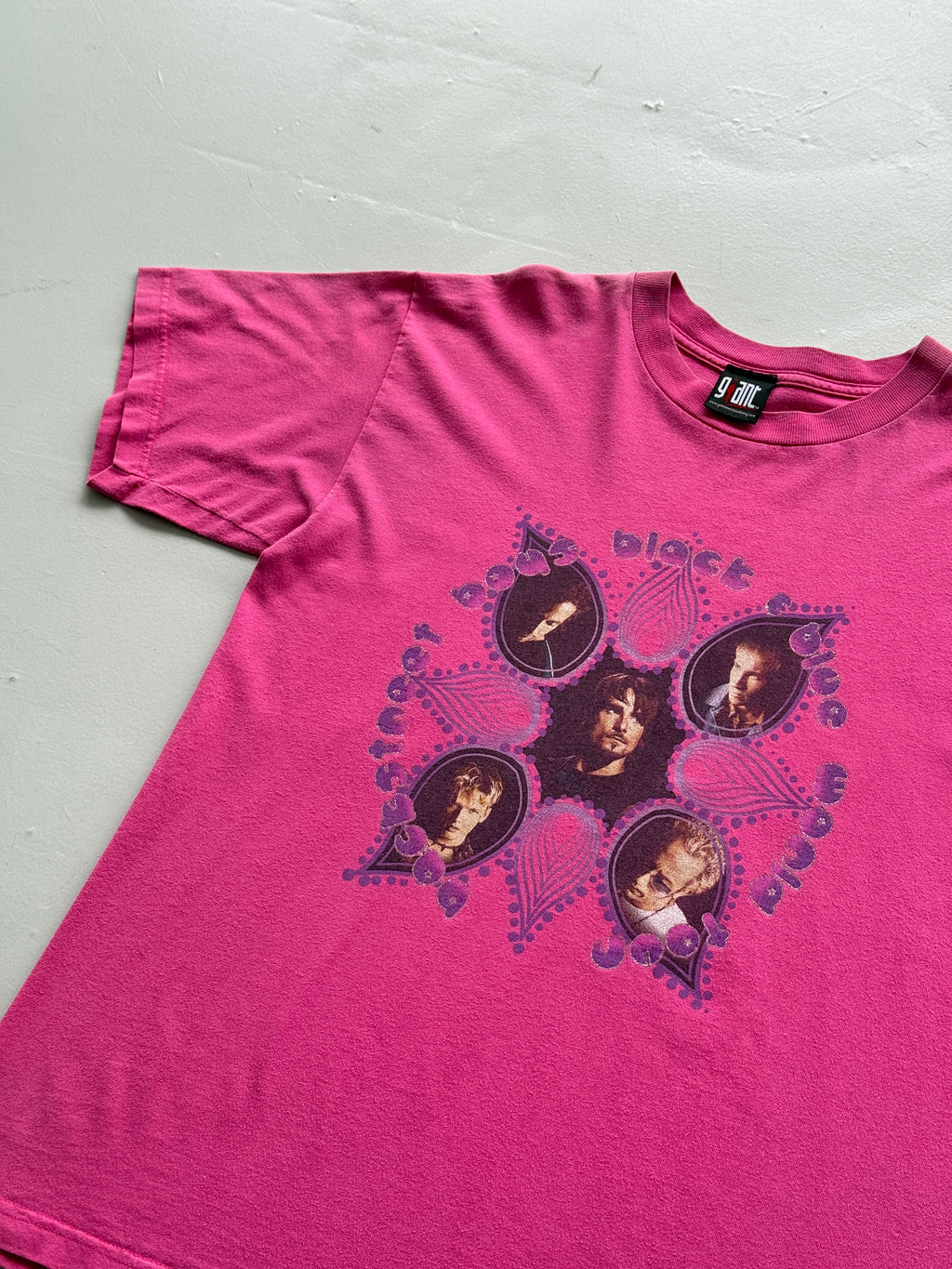 Pink Backstreet Boys 90's Vintage Giant Label Graphic Band T-Shirt - Large