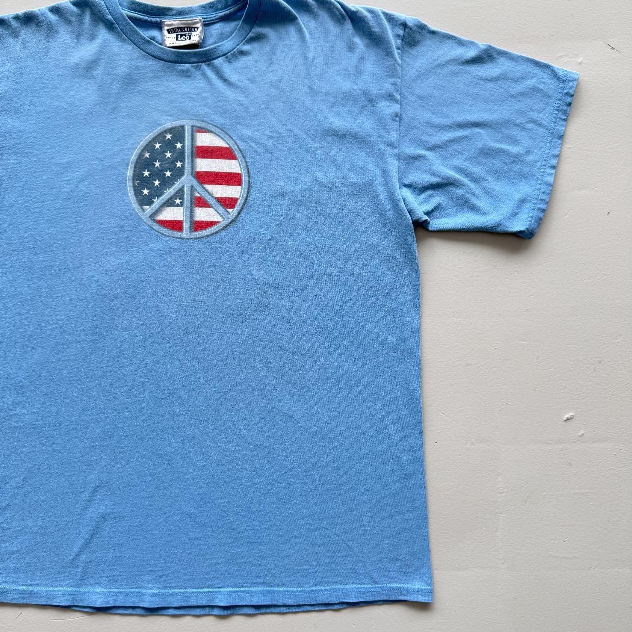 Blue Peace Symbol Vintage 90s T-shirt - Large