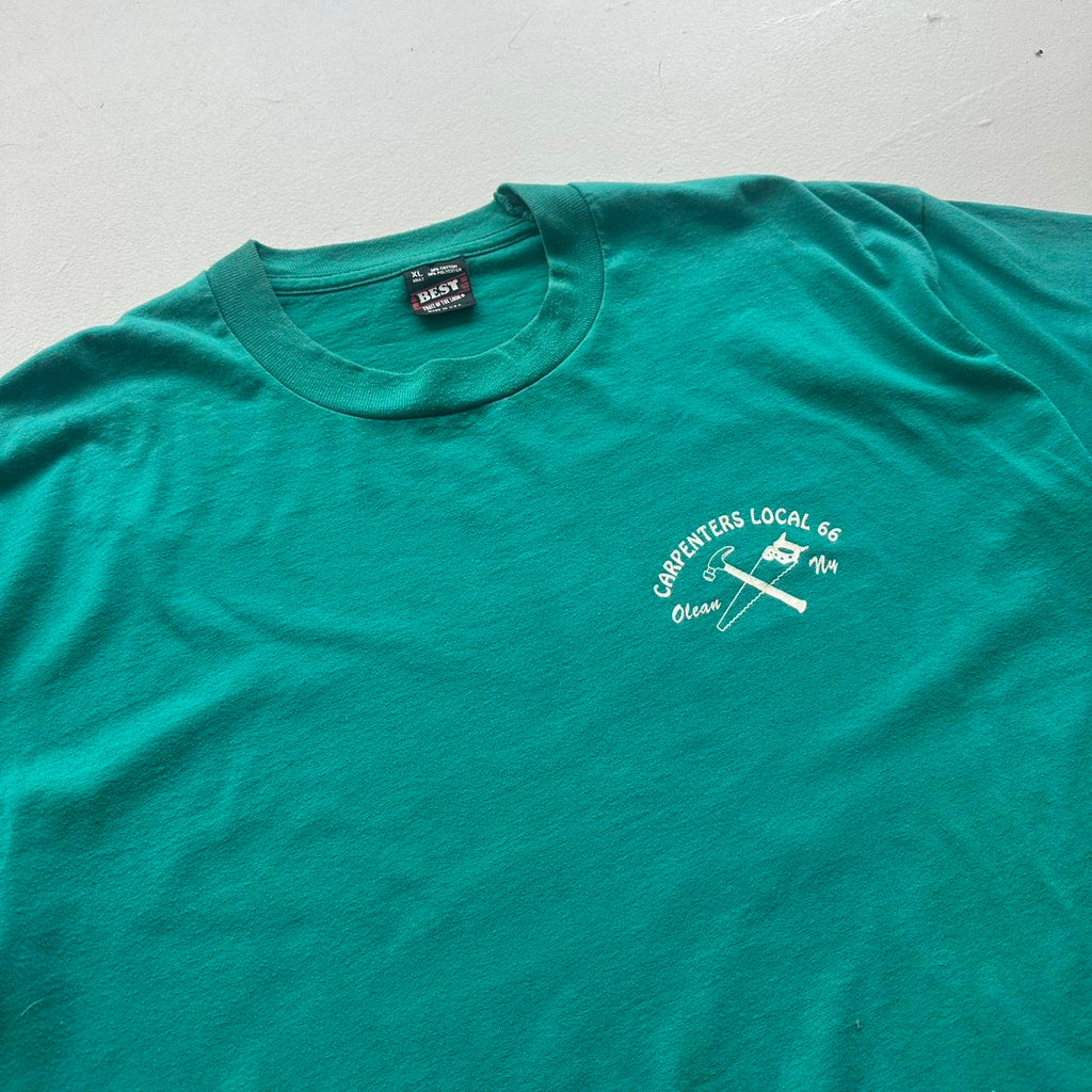 Teal Blue Carpenters Local 90s Vintage T-shirt - XL