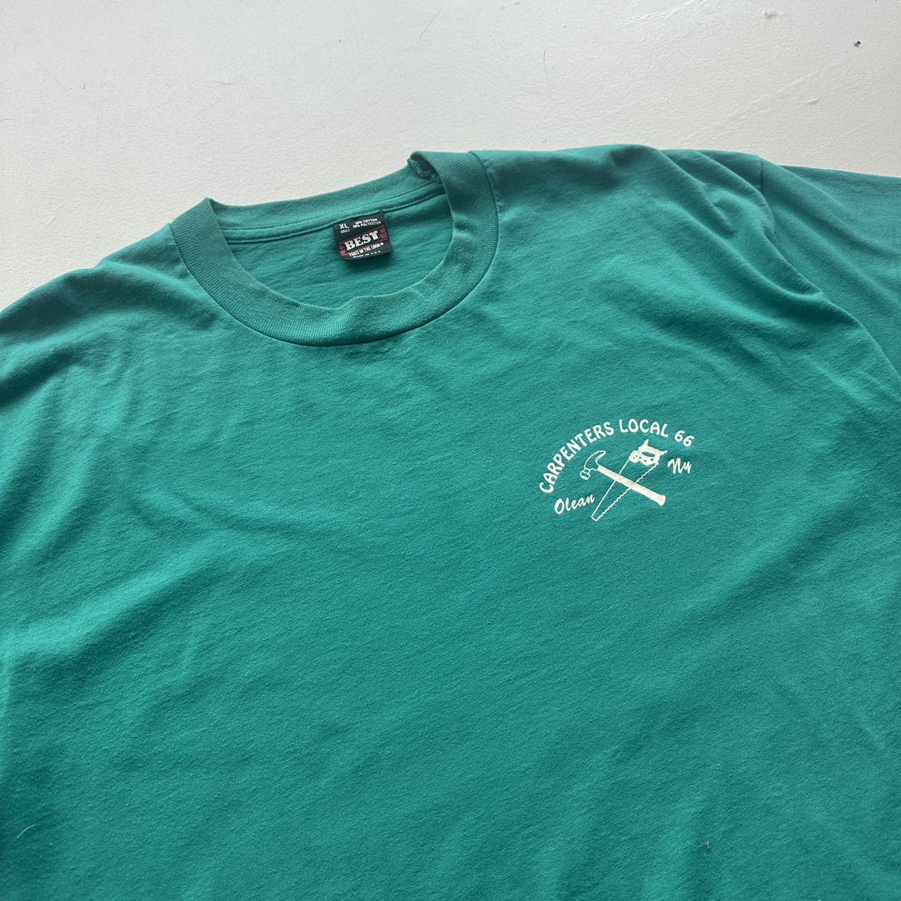 Teal Blue Carpenters Local 90s Vintage T-shirt - XL