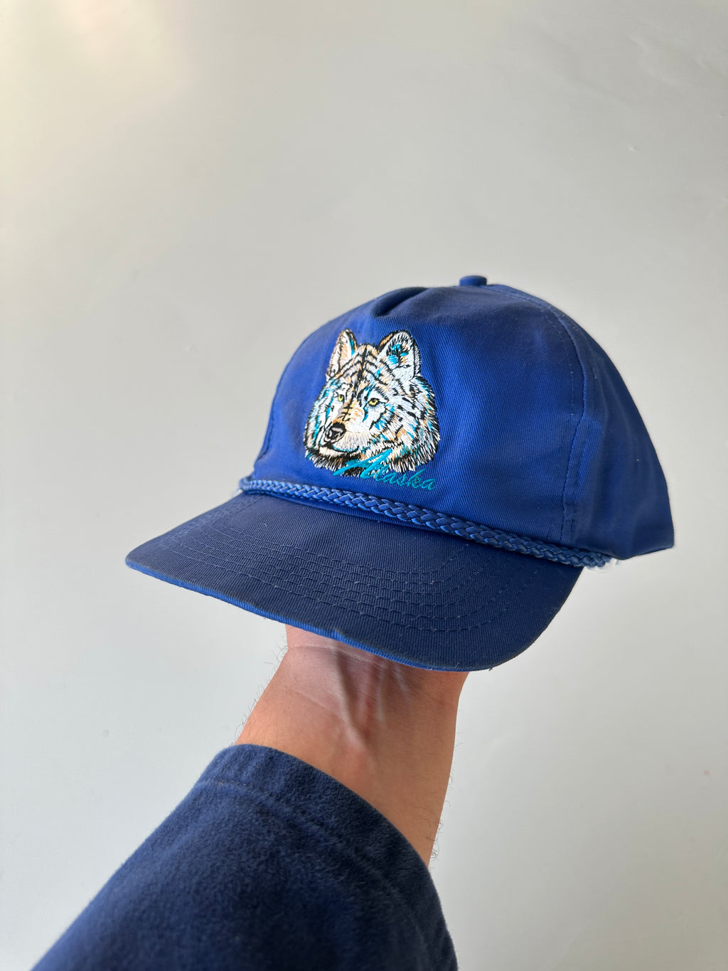 Blue Alaska Wolf Embroidered  Vintage 90's SnapBack Trucker Cap