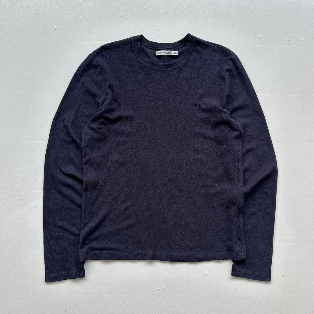 Navy Emporio Armani 90s Vintage Long Sleeves T-shirt - Large