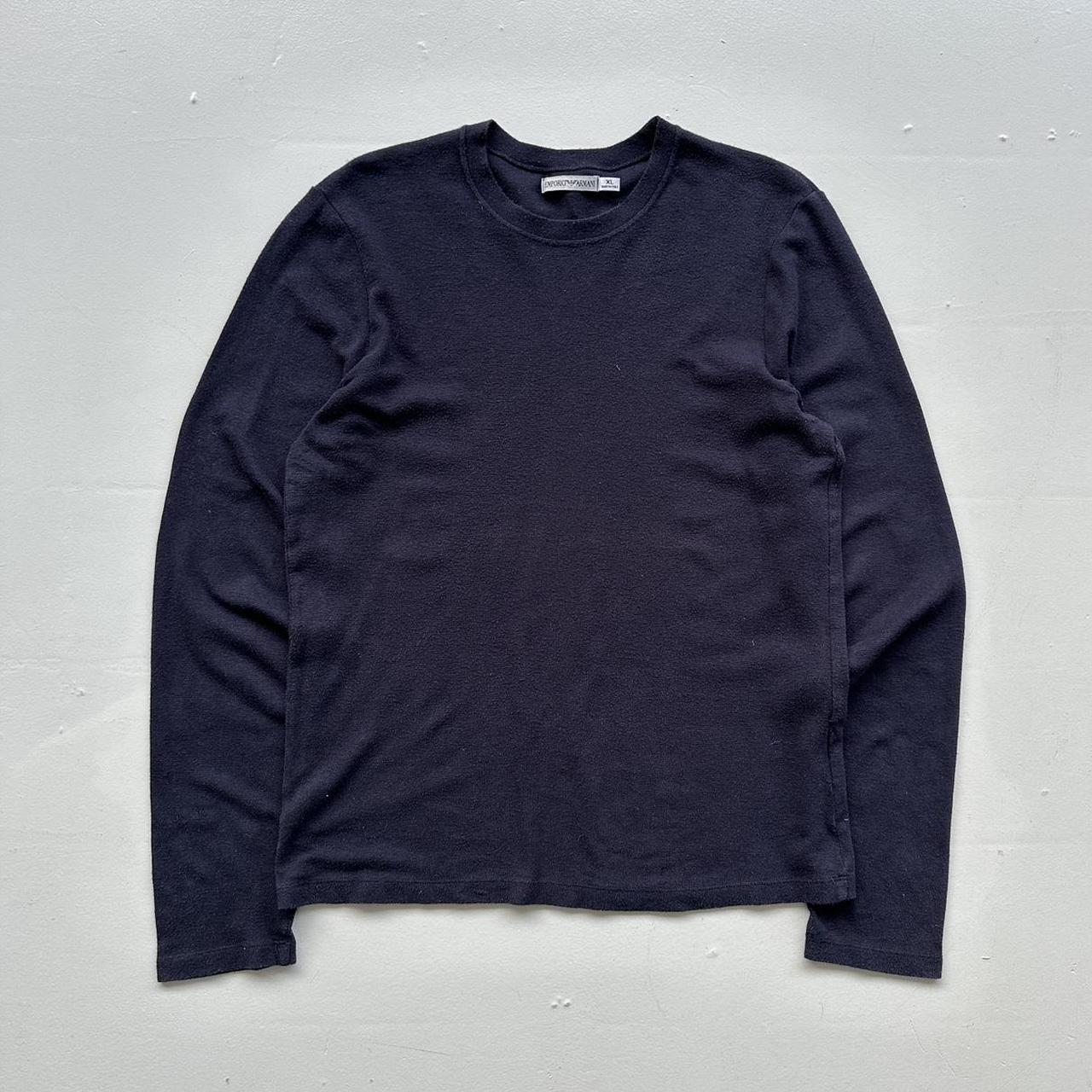 Navy Emporio Armani 90s Vintage Long Sleeves T-shirt - Large