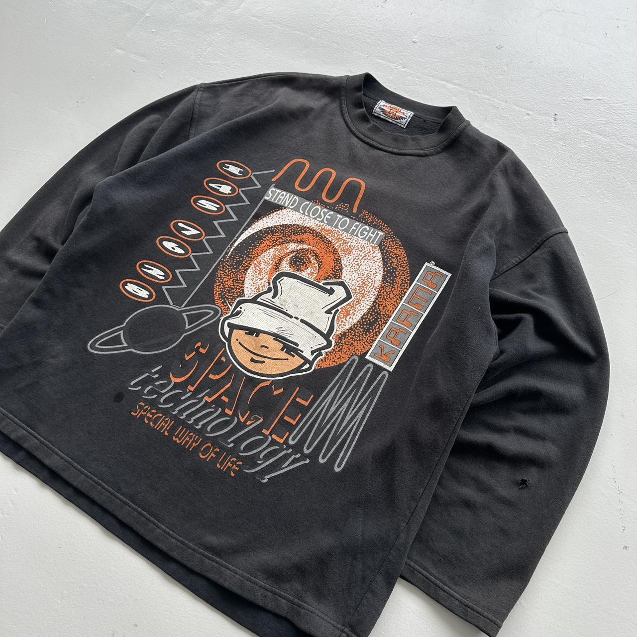 Faded Grey Karma Techno 90’s Vintage Graphic Sweatshirt - XL