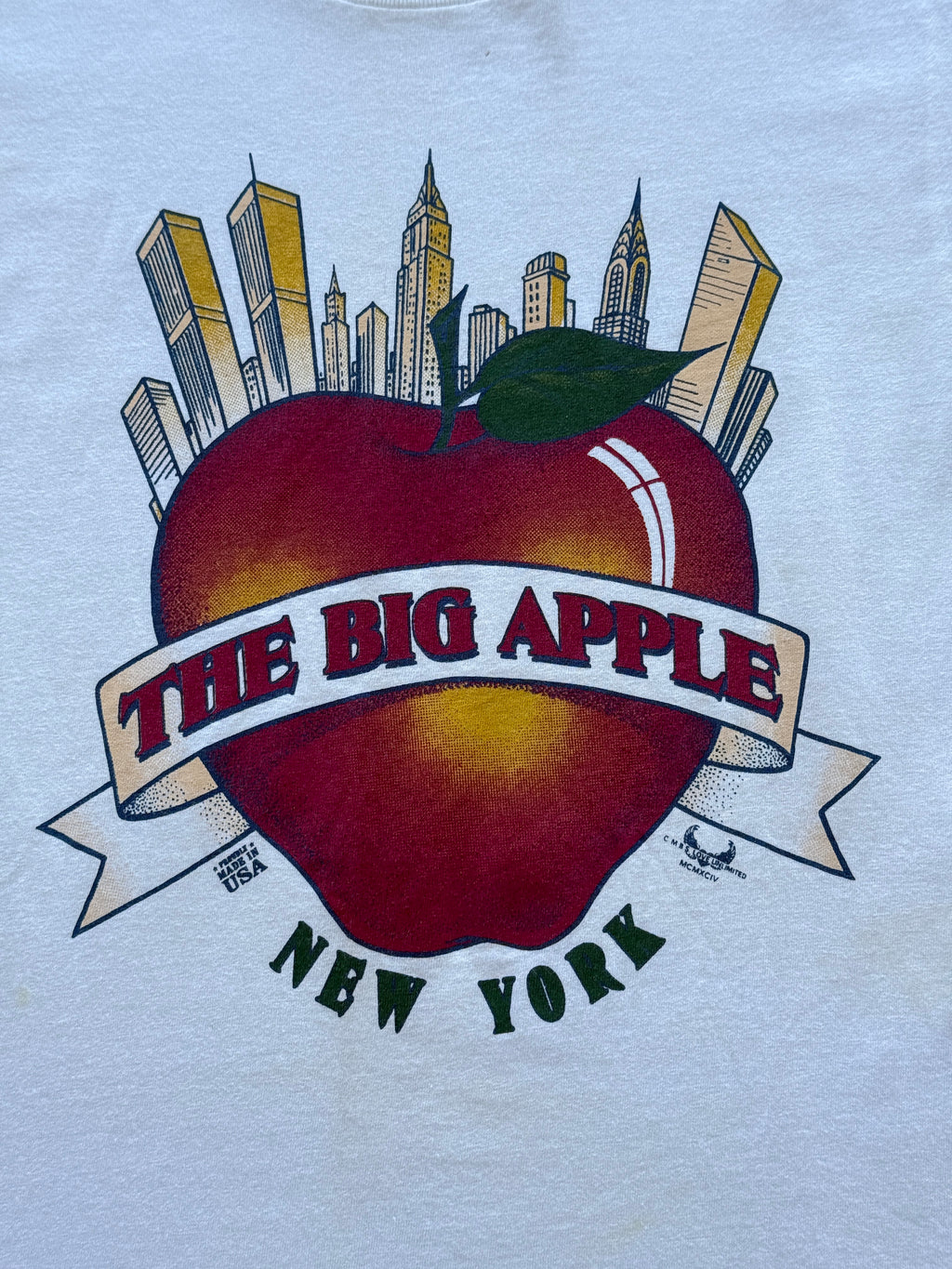 The Big Apple New York Made in USA 90s Vintage Single Stitch T-Shirt - Medium