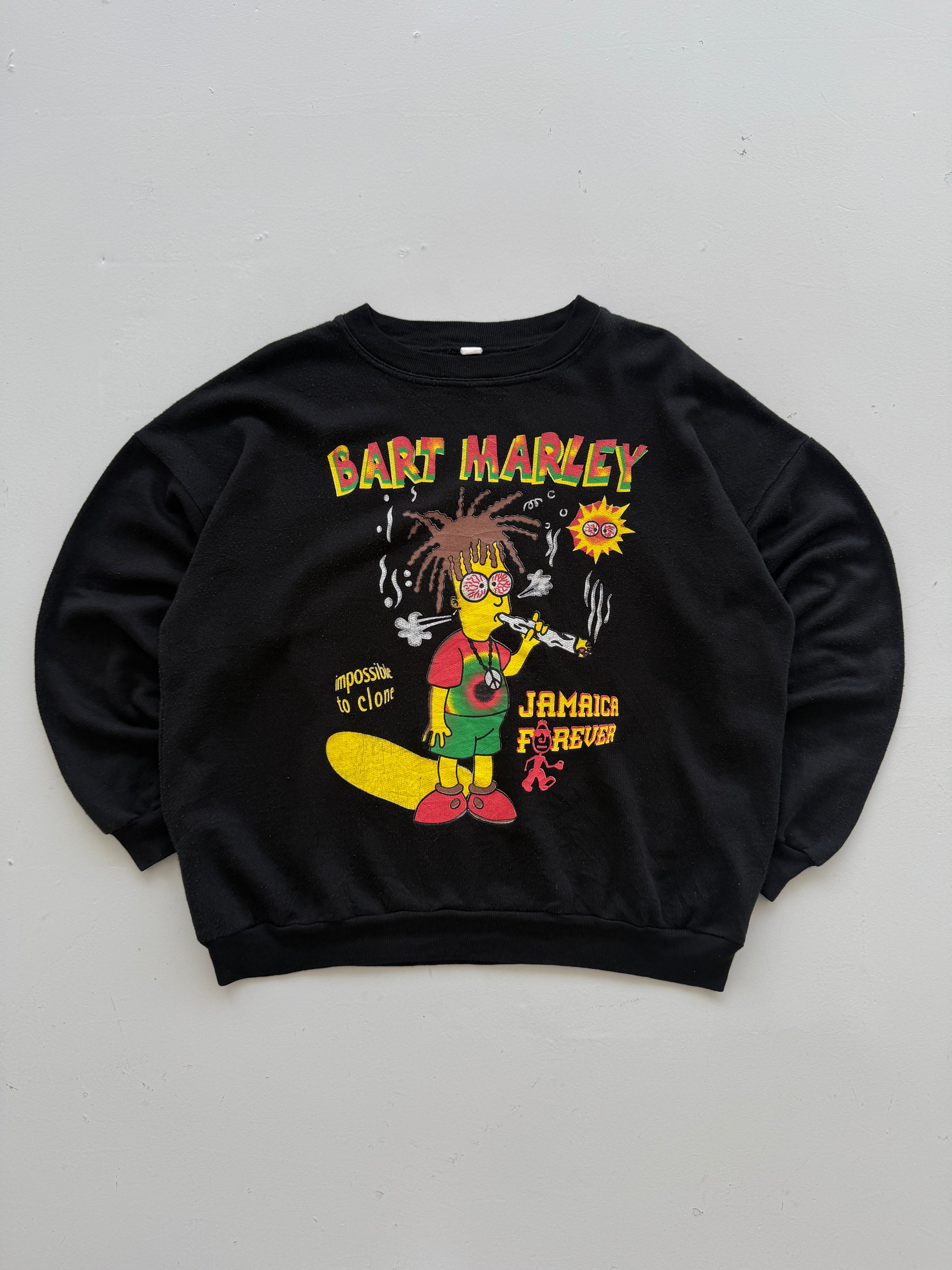 Bart Marley Simpsons Jamaica Forever 90's Vintage Graphic Sweatshirt - Large