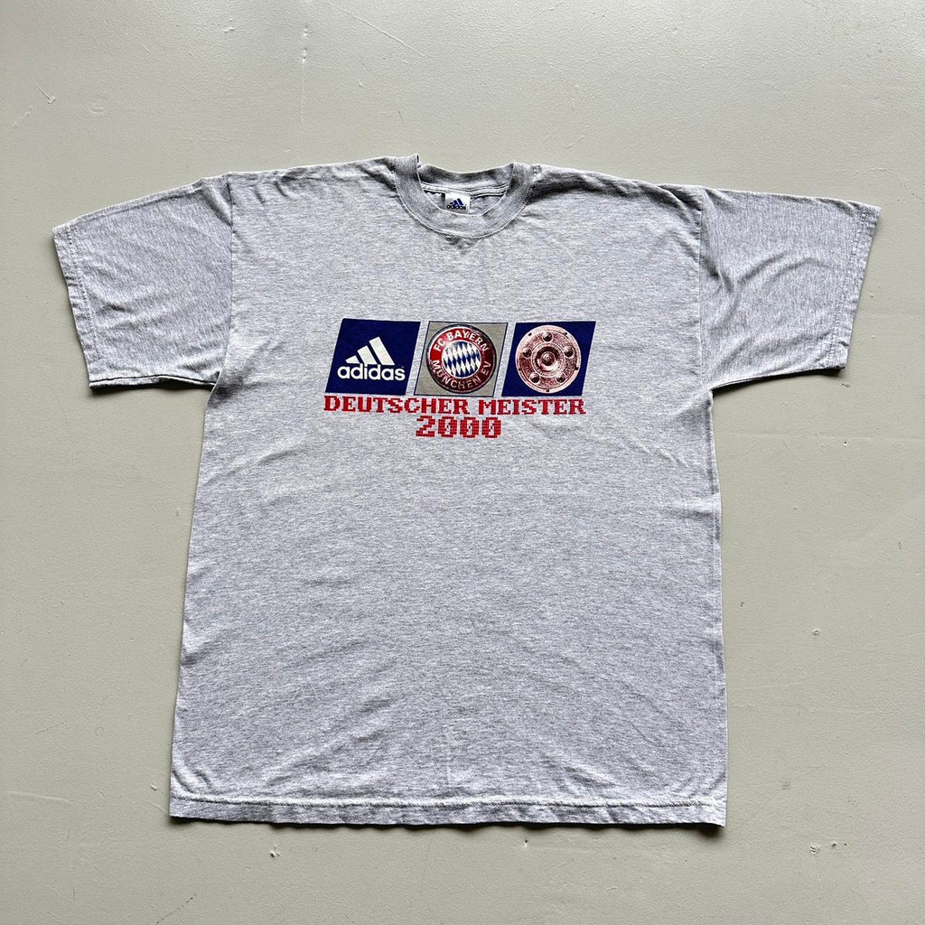 Grey Adidas Bayern Munchen Football 00s Vintage Graphic T-Shirt - XL