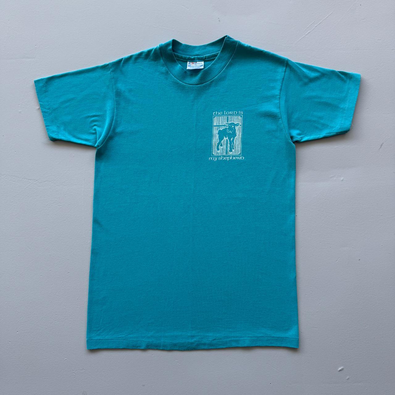 Aqua Blue The Lord Is My Shepard Religious Vintage 90s T-shirt - Small