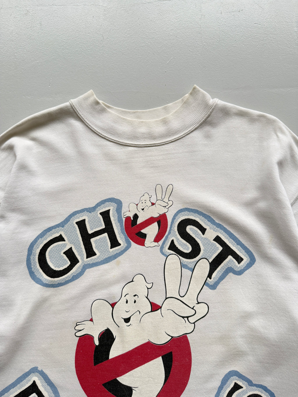 White 1989 Rare French Ghostbusters Vintage Promo Graphic Long Sleeve - Large