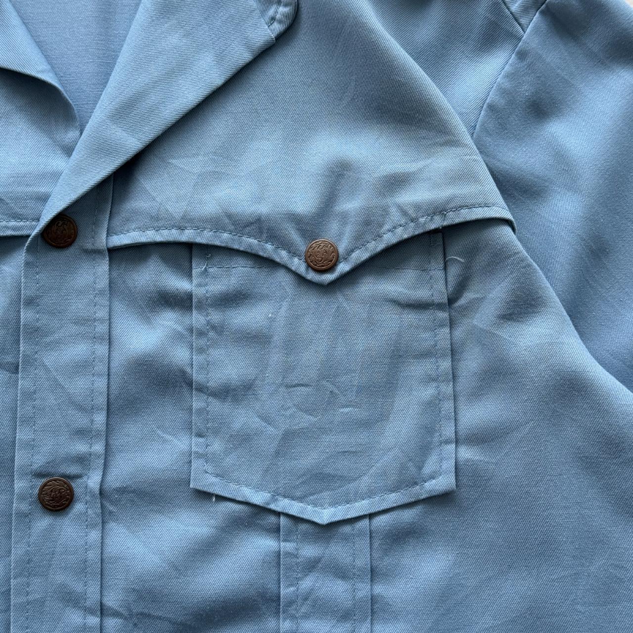 Light Blue Lightweight 70's Western Camp Collar Shirt - XL