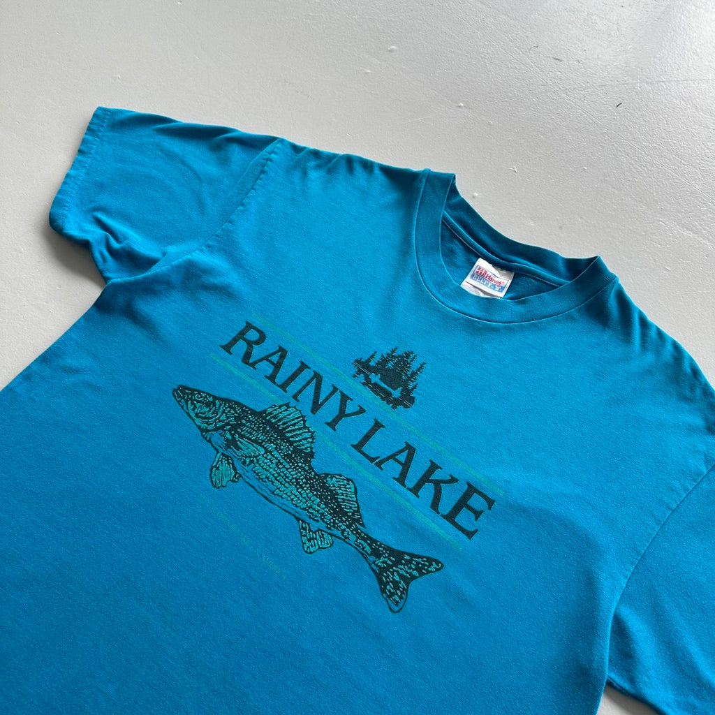 Blue Rainy Lake Vintage 90s T-shirt - Medium