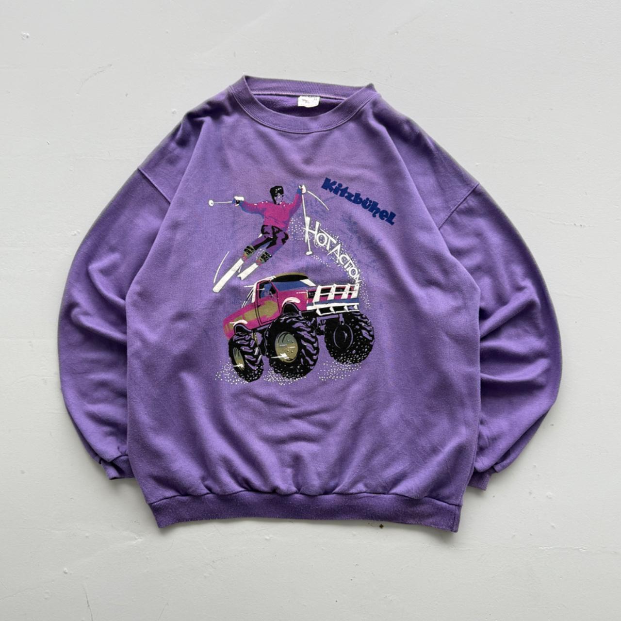 Purple Ski 80’s Vintage Graphic Sking Sweatshirt - XL