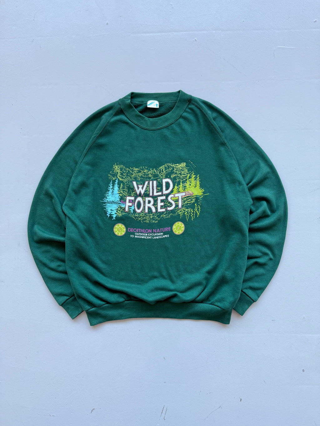 Green Decathlon 90's Vintage Graphic Sweatshirt Jumper - Large