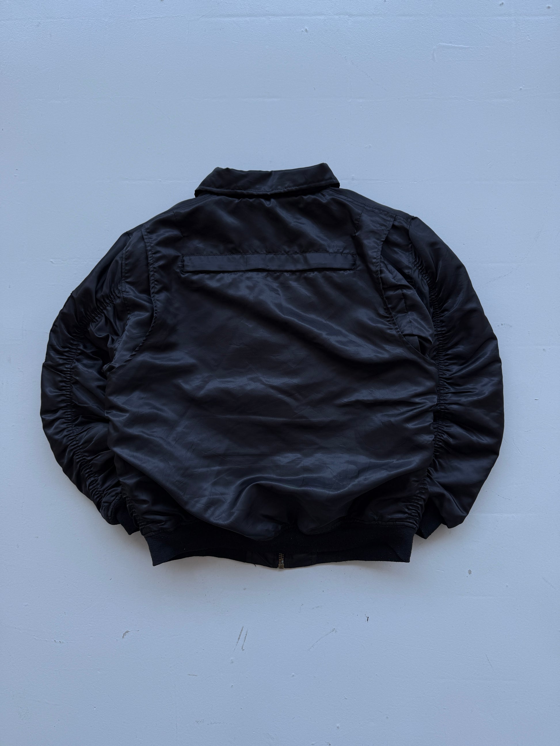 Black 90's Vintage Police Bomber Jacket - Large