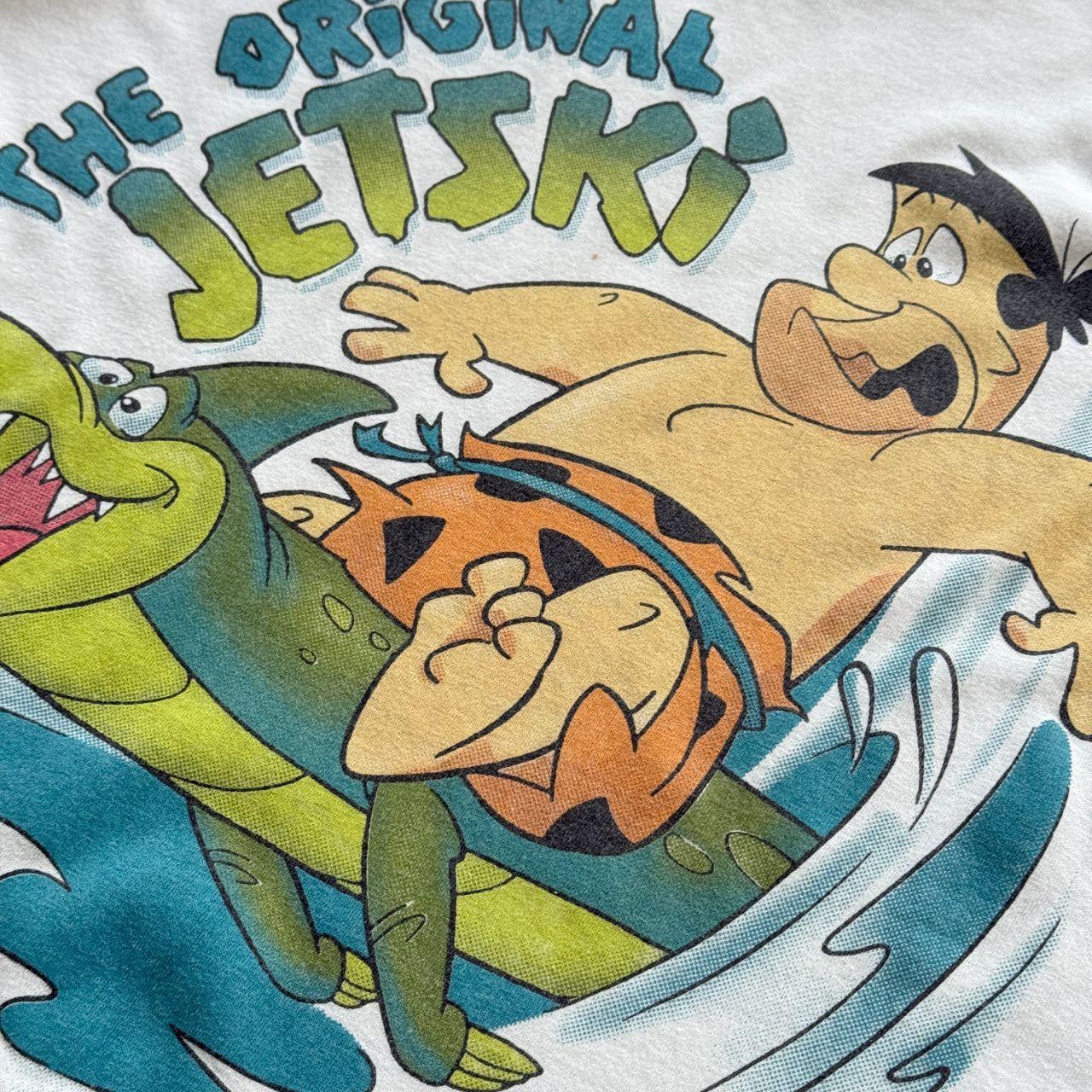White Fred Flintstone 90s Vintage Jet Ski Graphic T-Shirt - Large