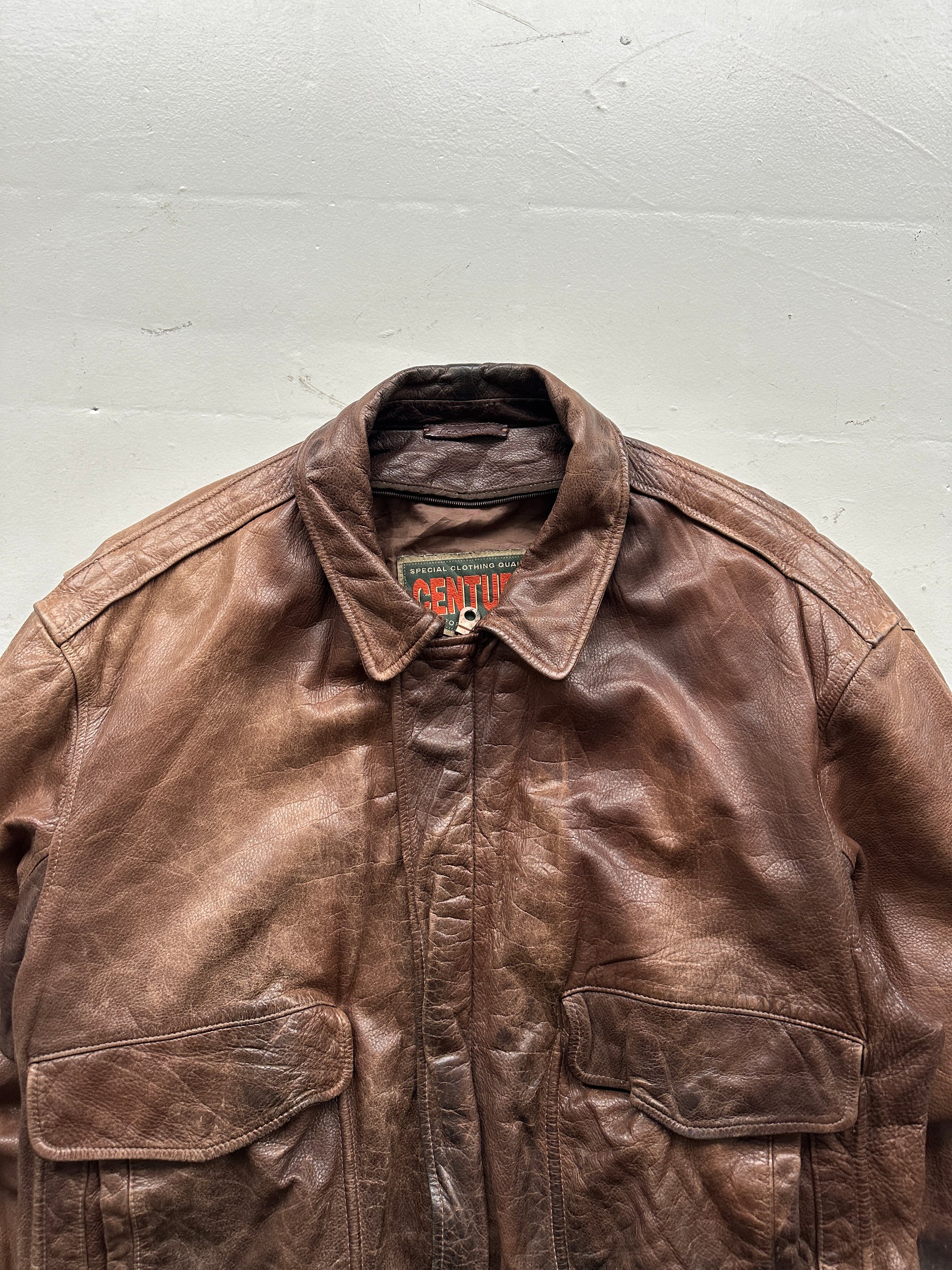 Brown Century A-2 Aviation Leather Jacket Vintage 80's - XL