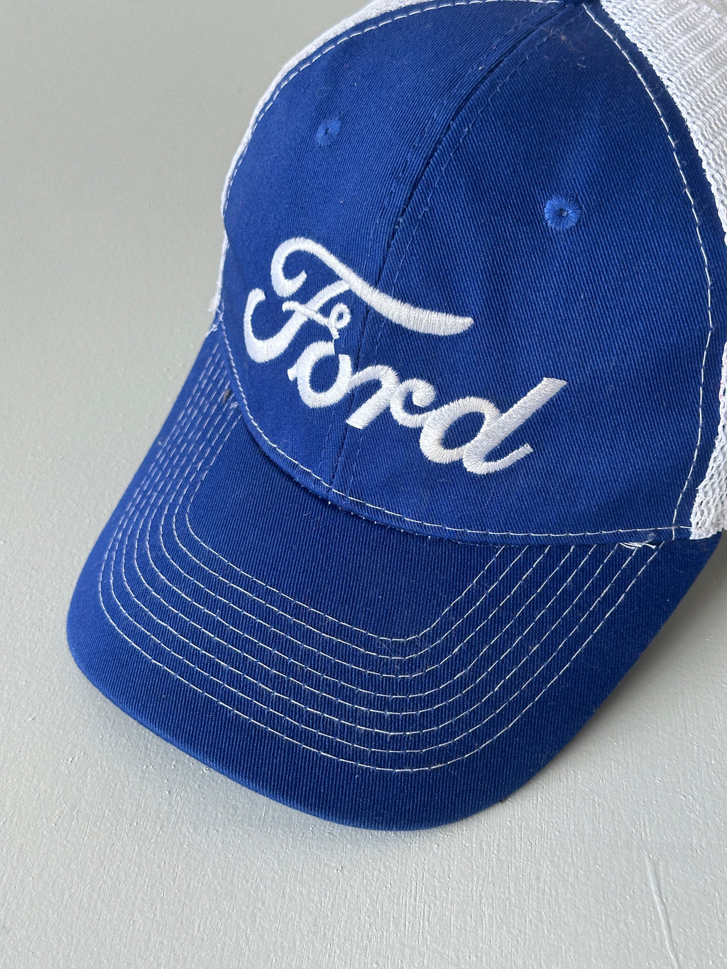 Blue / White Ford Vintage Mesh SnapBack Trucker Cap