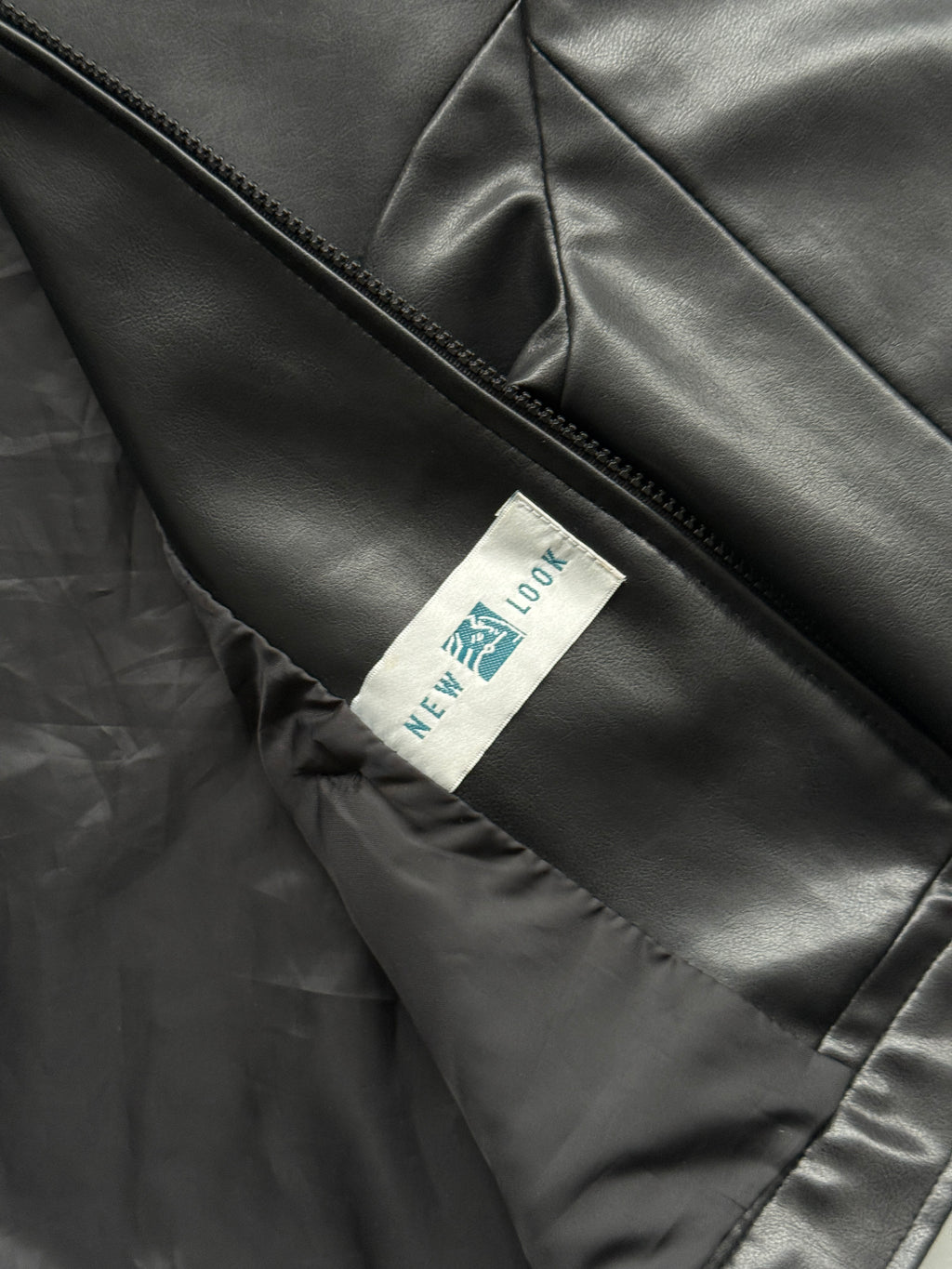 Black New Look 00's Vintage Leather Effect Jacket - UK 12
