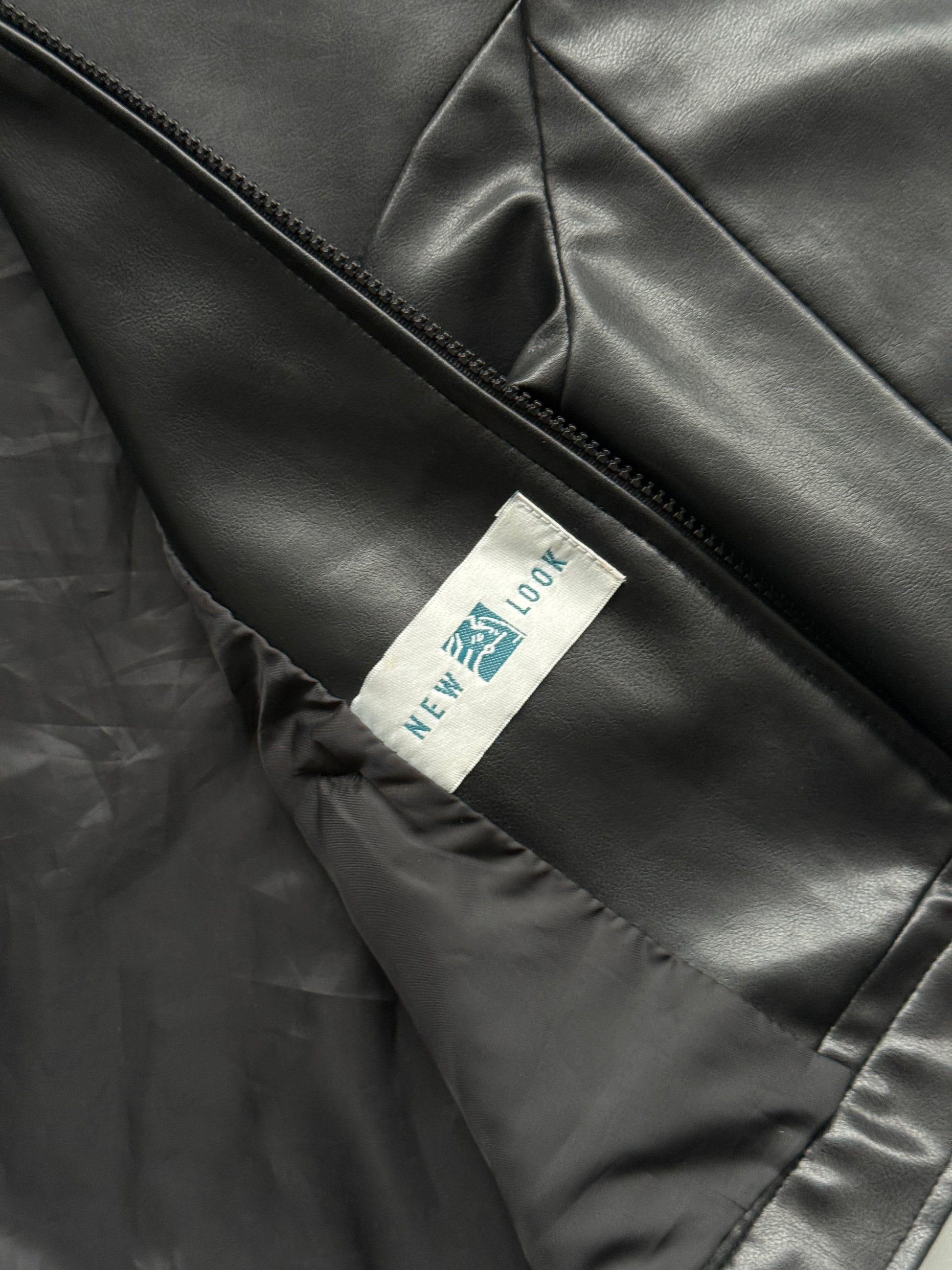 Black New Look 00's Vintage Leather Effect Jacket - UK 12