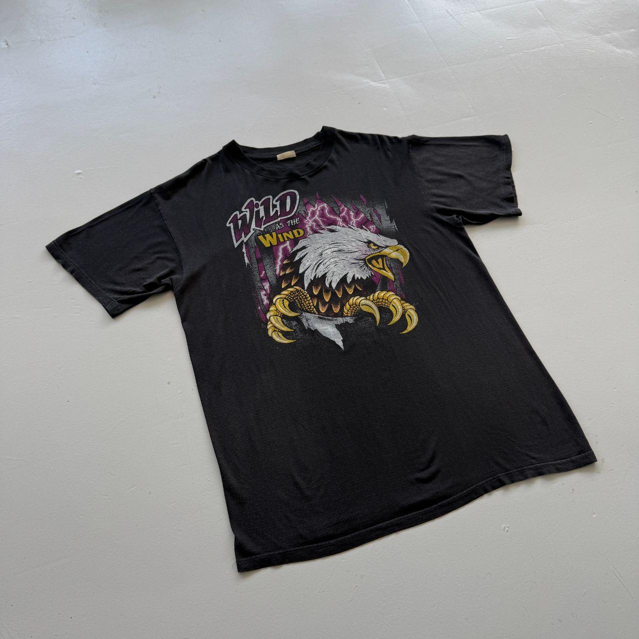 Black Wild as the Wind 90s Vintage Eagle Graphic T-Shirt - XL