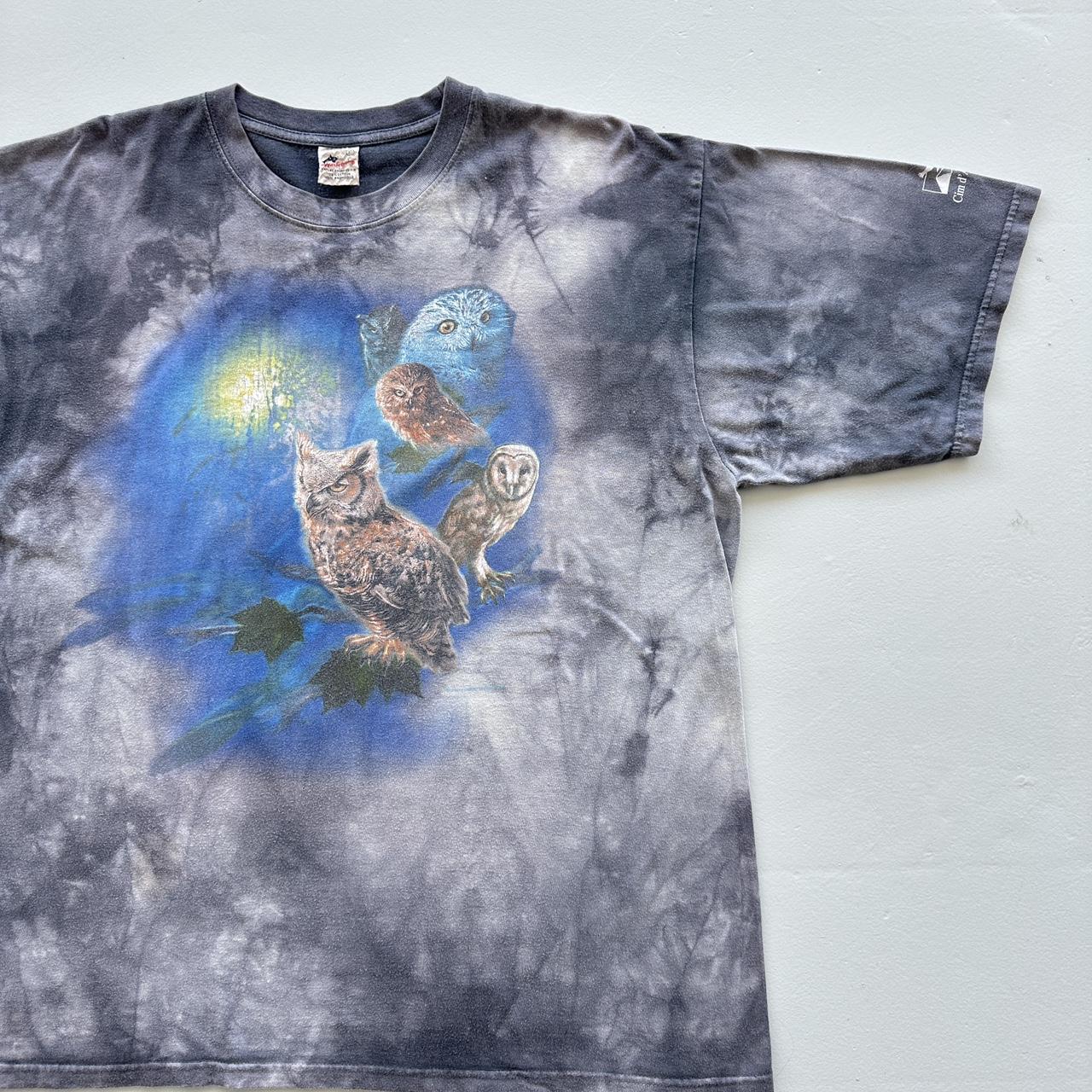 Grey Tie Dye Owls Vintage 90’s T-shirt - Large