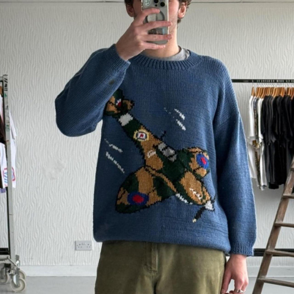 Blue Spitfire 80s Vintage Heavy Knit Jumper - Large