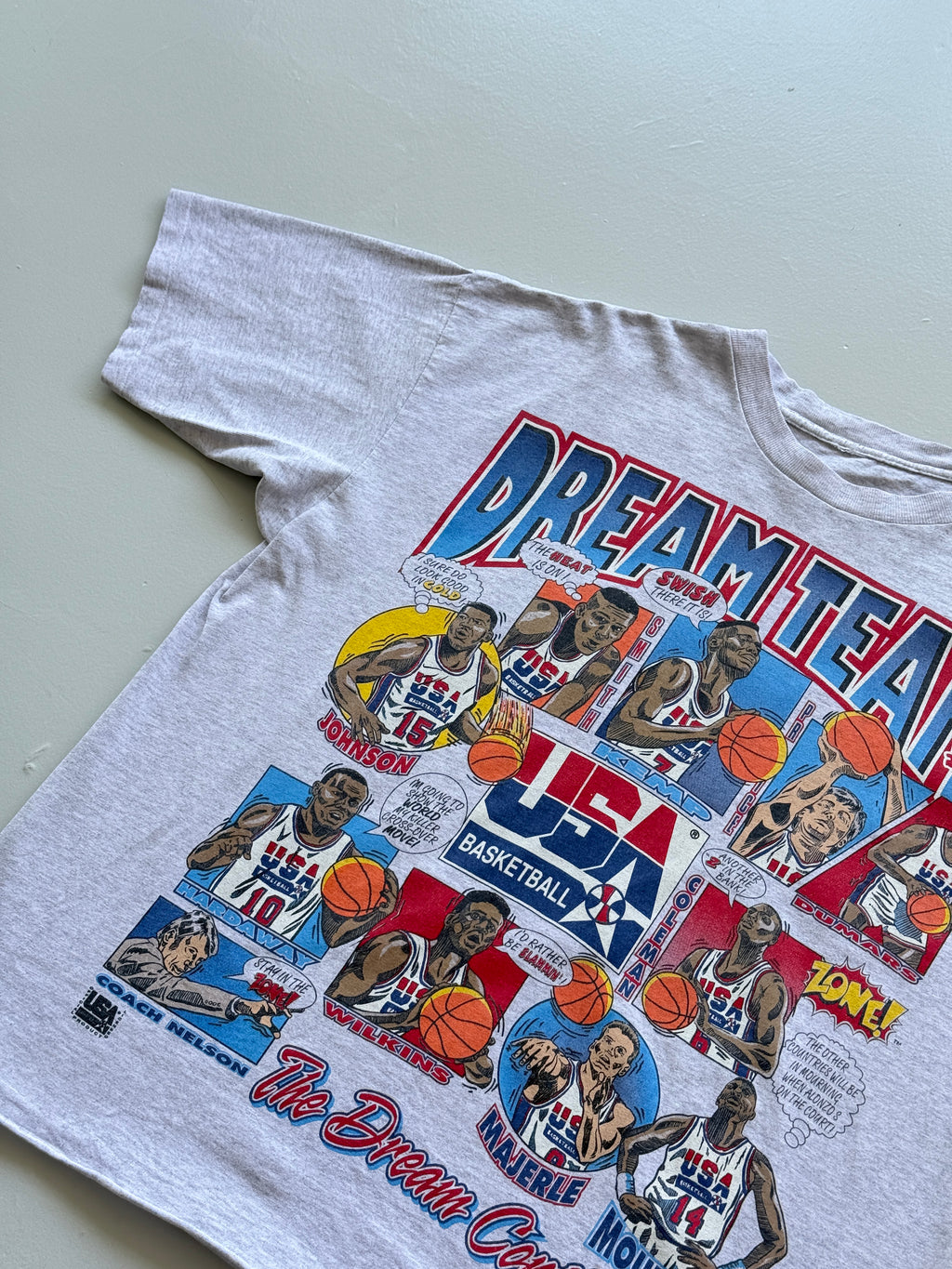 Grey Dream Team USA Basketball 90's Vintage Single Stitch T-Shirt - Cropped XL