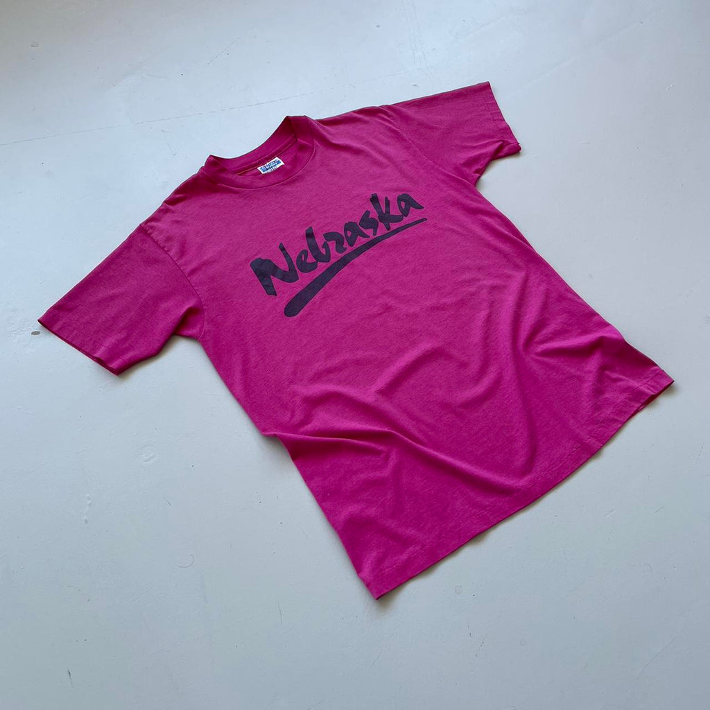 Pink Nebraska Tourist 80s/90s Americana Vintage T-shirt - Large