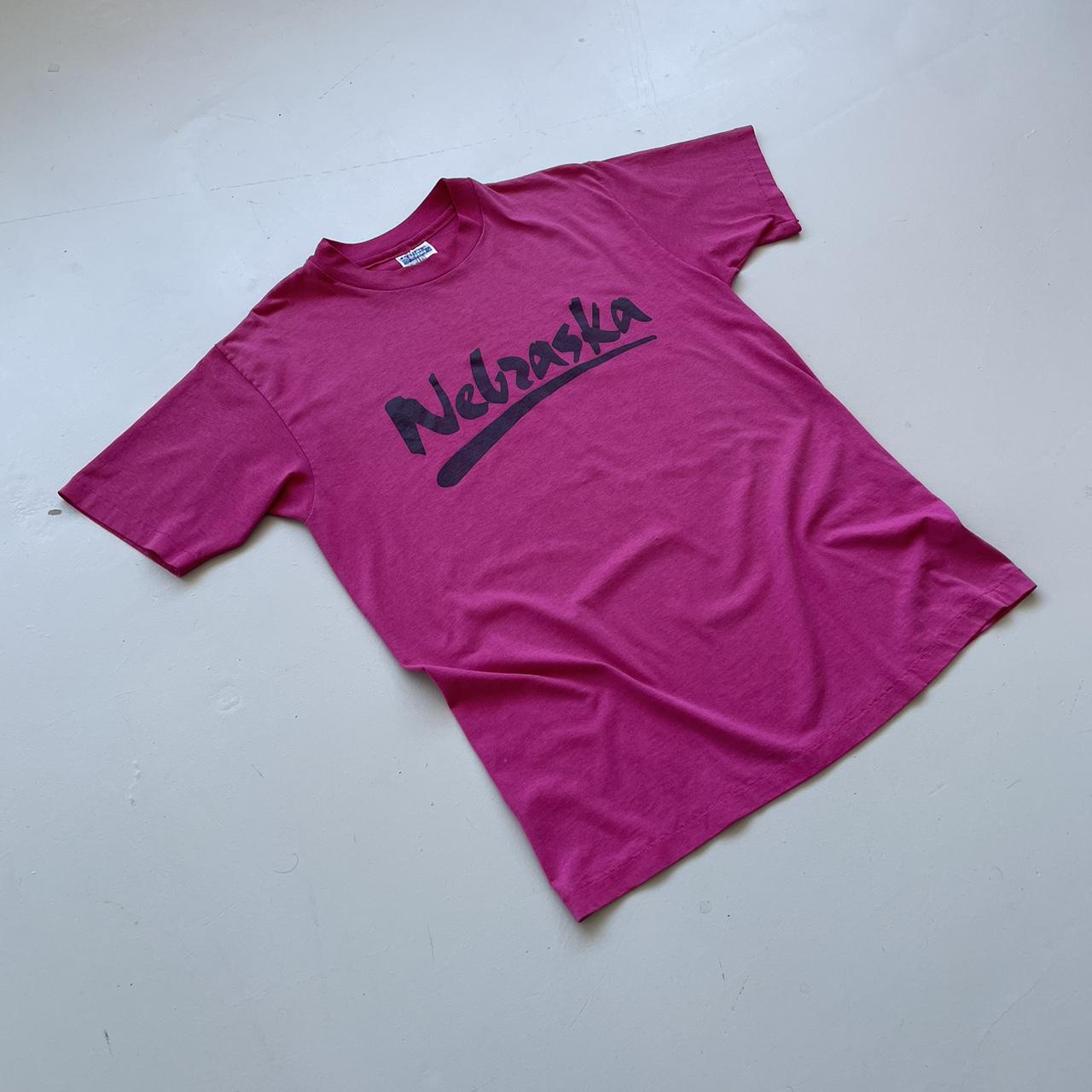 Pink Nebraska Tourist 80s/90s Americana Vintage T-shirt - Large