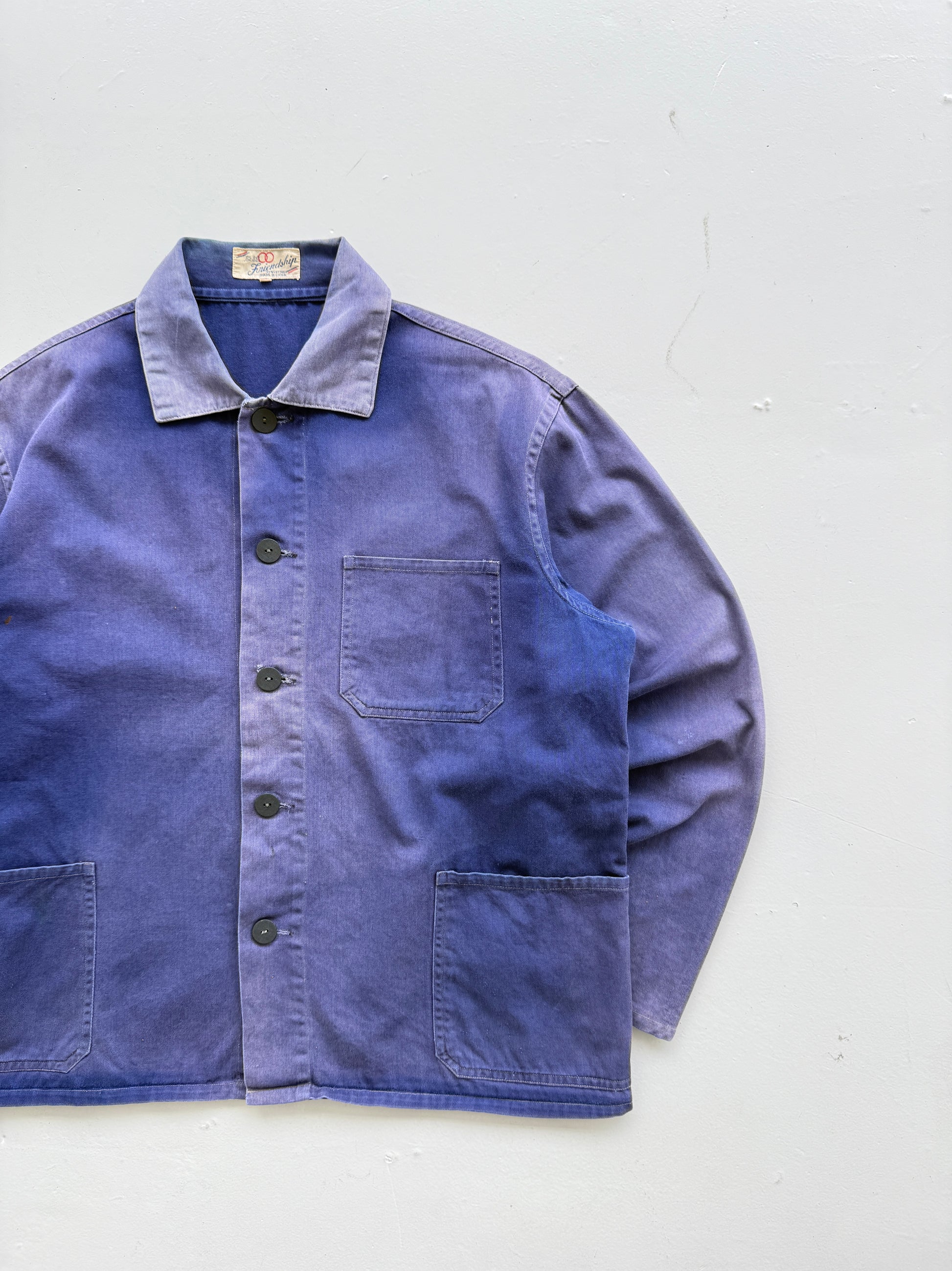 Faded Blue Friendship Made in China Vintage Workwear Chore Jacket CH386 - XS