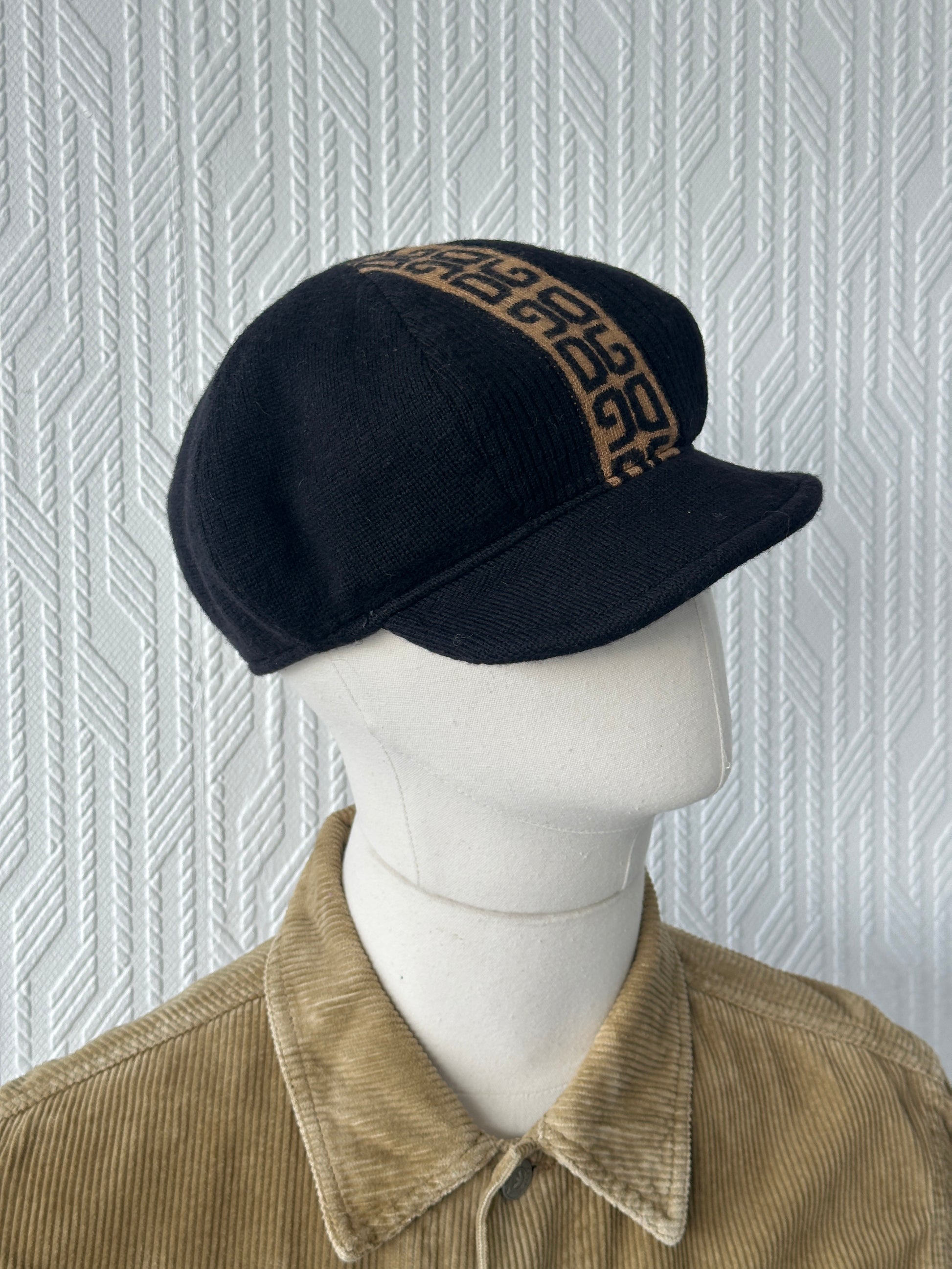 Black Dolce & Gabbana DG Monogram Vintage Wool Newsboy Cap