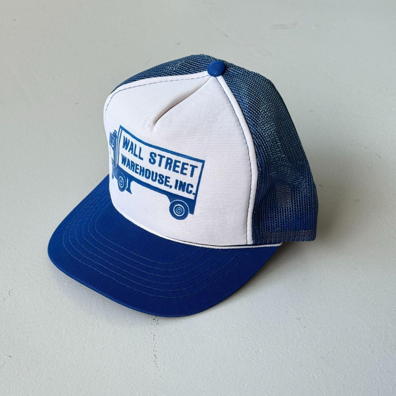 White / Blue Wall Street Warehouse Vintage Foam and Mesh SnapBack Trucker Cap