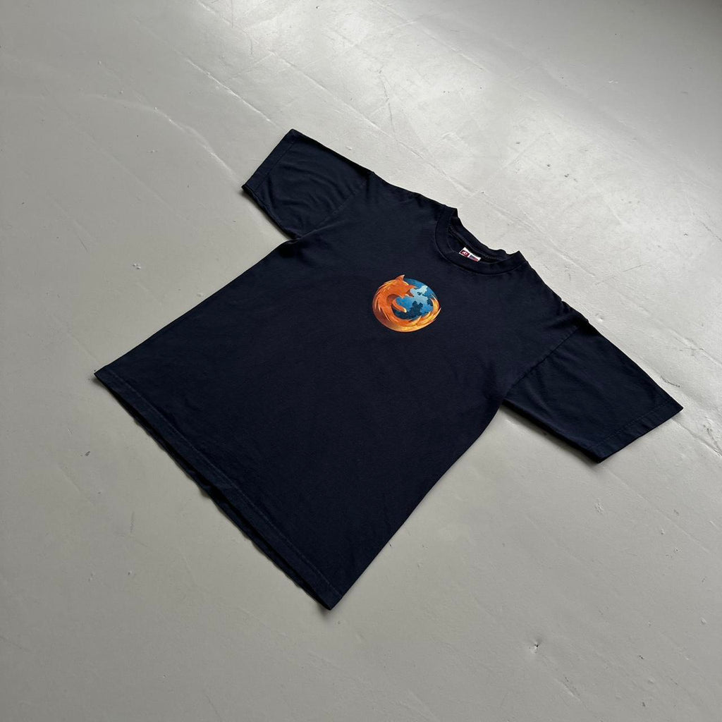 Navy Mozilla Firefox 00s Vintage Graphic T-Shirt - Large