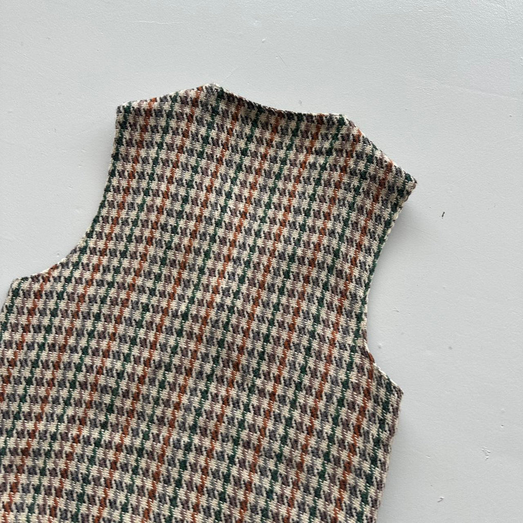 Checkered Millard Irish 60s Vintage Woollen Waistcoat / Vest - Large