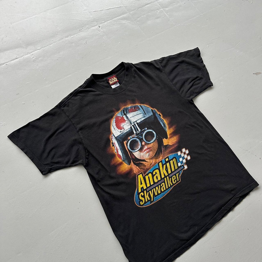 Black Star Wars Anakin Skywalker Pod Racer 1999 Vintage Graphic T-Shirt - Medium
