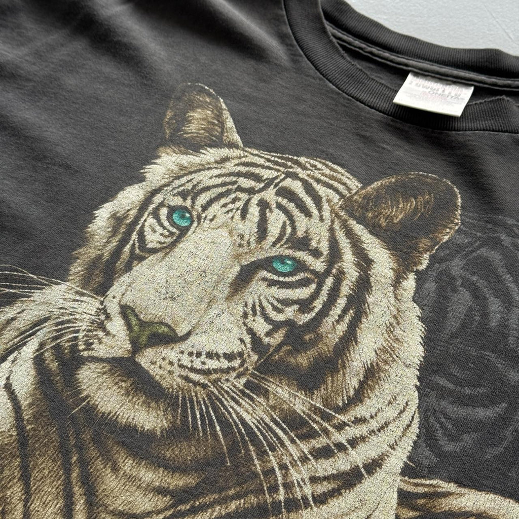 Black Busch Gardens Faded Tiger Vintage 90's T-shirt - XL